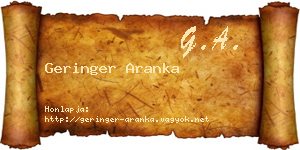 Geringer Aranka névjegykártya